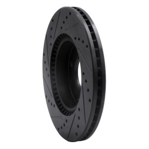 Hyundai Sonata Brake Rotor (1) - Front Right - R1 Concepts - Drilled & Slotted - Black - `02-`06